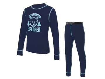 Detský funkčný set Sensor Double Face Set Tee LS + Underpants Youth Deep Blue Wild