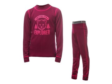 Detský funkčný set Sensor Double Face Set Tee LS + Underpants Youth Deep Lilla Wild