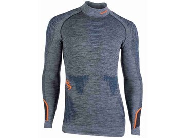 Funkčné tričko UYN Ambityon Uw Shirt Long Sleeve Melange Turtleneck Black Melange/Atlantic/Orange Shiny