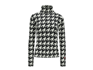 Dámsky sveter Perfect Moment Houndstooth Merino Wool Turtleneck Black & White