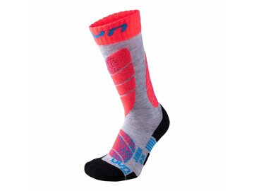 Lyžiarske ponožky UYN Ski Junior Light Grey/Coral Fluo