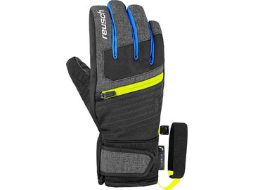 Lyžiarske rukavice Reusch Leo R-TEX® XT Black Melange/Safety Yellow/Brilliant Blue