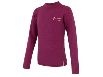 Tričko Sensor Merino DF Tee Ls Junior Lilla