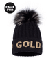 Čiapka Goldbergh Hodd Beanie Faux Pom Black/Gold