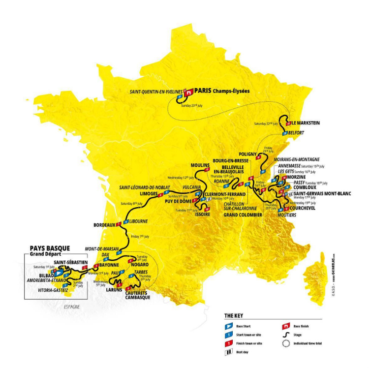 Mapa Tour de France 2023